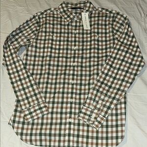 Janie &Jack boys  Brown and White Plaid Shirt